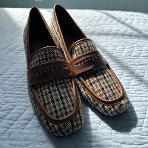 Donald J. Pliner Brown Leather & Tweed Loafers